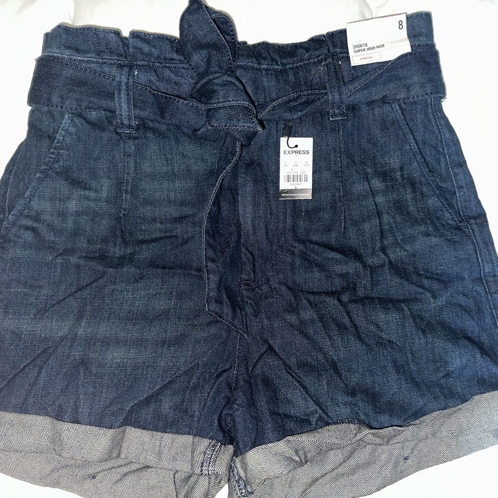 Express Blue High-Rise Denim Shorts
